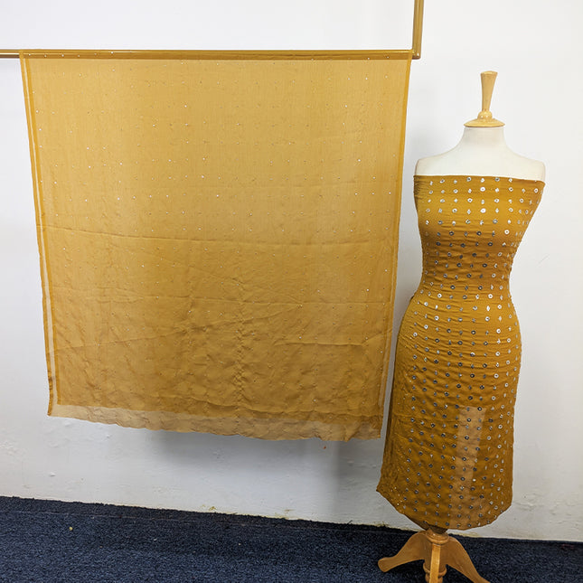 Handmade Mukesh Work Crinkle Chiffon Shirt Dupatta 2Pc Unstitched