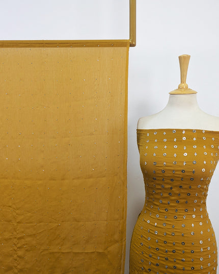 Handmade Mukesh Work Crinkle Chiffon Shirt Dupatta 2Pc Unstitched