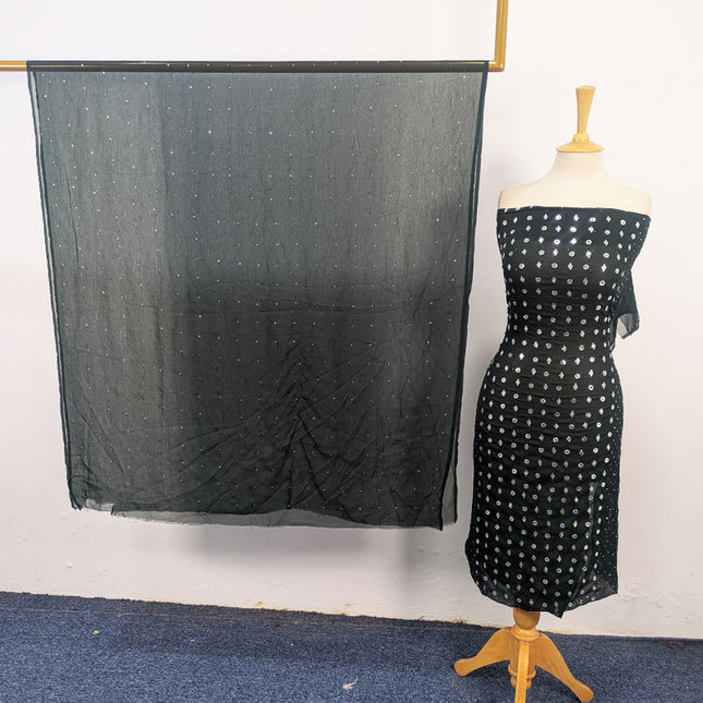 Handmade Mukesh Work Crinkle Chiffon Shirt Dupatta 2Pc Unstitched