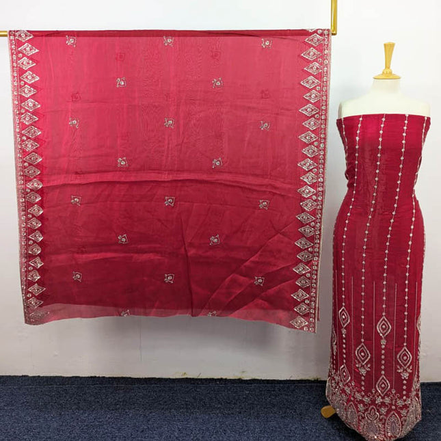 Fancy Silk with Cut Dana Work 2PC Unstitched