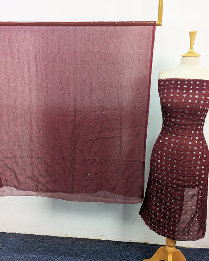 Handmade Mukesh Work Crinkle Chiffon Shirt Dupatta 2Pc Unstitched