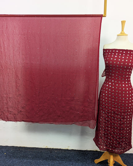 Handmade Mukesh Work Crinkle Chiffon Shirt Dupatta 2Pc Unstitched
