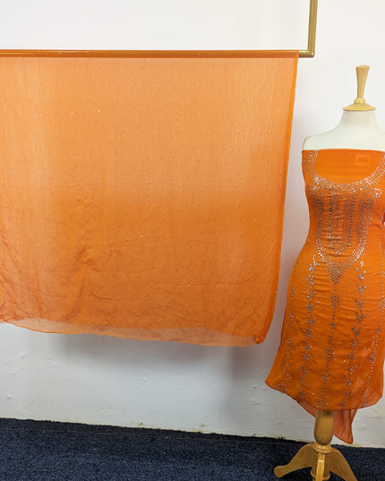 Crinkle Chiffon with Heavy Mukesh Work 2Pc Unstitched