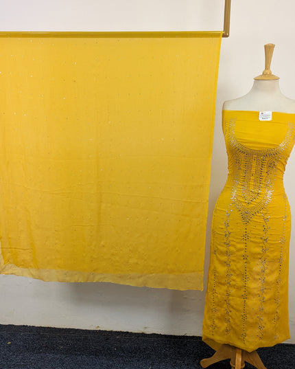 Crinkle Chiffon with Heavy Mukesh Work 2Pc Unstitched