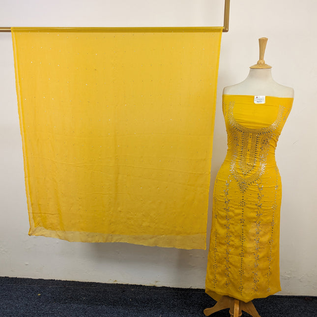Crinkle Chiffon with Heavy Mukesh Work 2Pc Unstitched