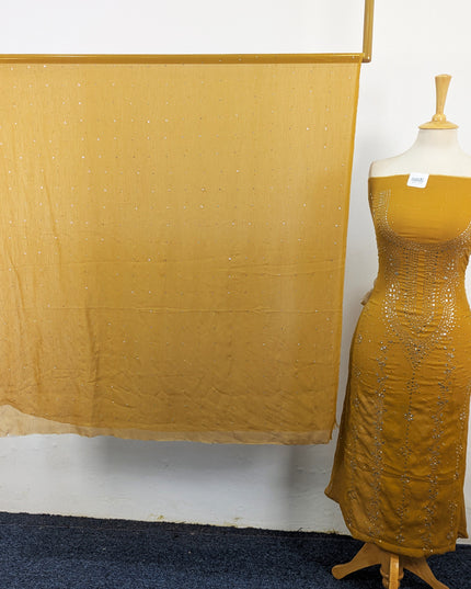 Crinkle Chiffon with Heavy Mukesh Work 2Pc Unstitched