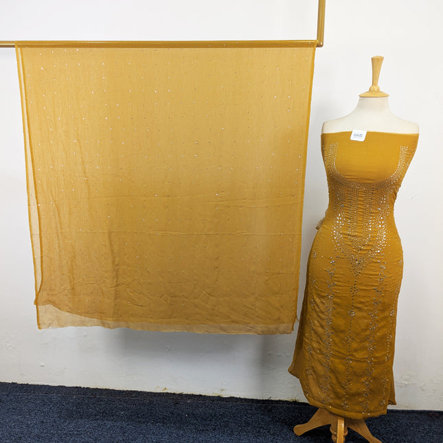 Crinkle Chiffon with Heavy Mukesh Work 2Pc Unstitched