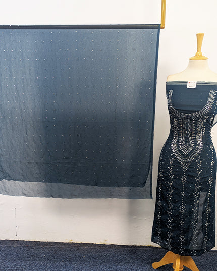 Crinkle Chiffon with Heavy Mukesh Work 2Pc Unstitched