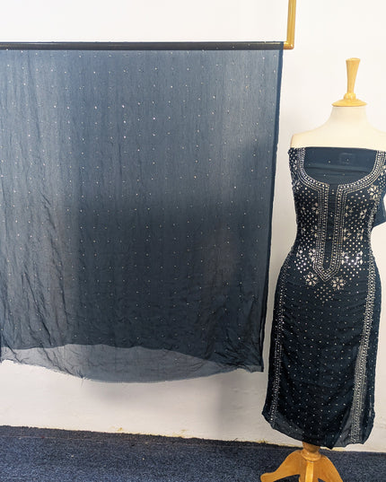Fancy Crinkle Chiffon with Heavy Mukesh Work 2Pc Unstitched