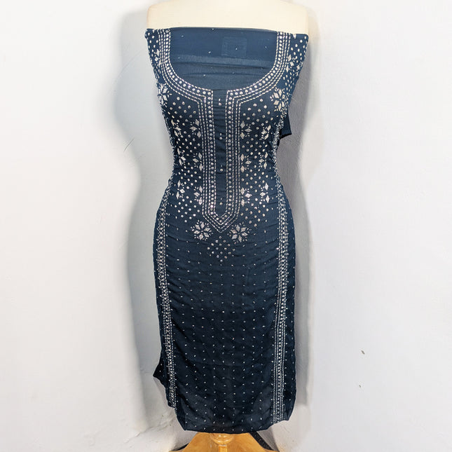 Fancy Crinkle Chiffon with Heavy Mukesh Work 2Pc Unstitched