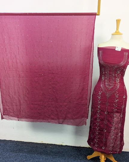 Crinkle Chiffon with Heavy Mukesh Work 2Pc Unstitched