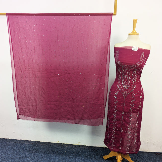 Crinkle Chiffon with Heavy Mukesh Work 2Pc Unstitched