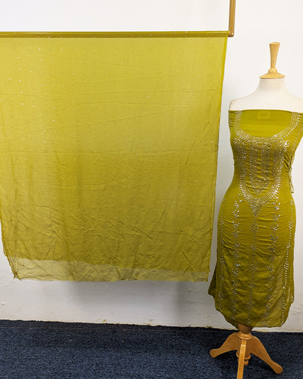 Crinkle Chiffon with Heavy Mukesh Work 2Pc Unstitched
