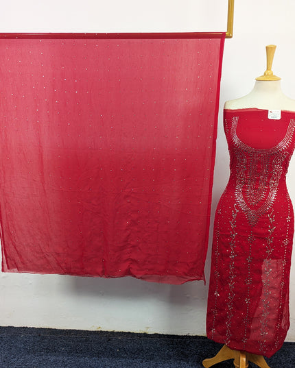 Crinkle Chiffon with Heavy Mukesh Work 2Pc Unstitched