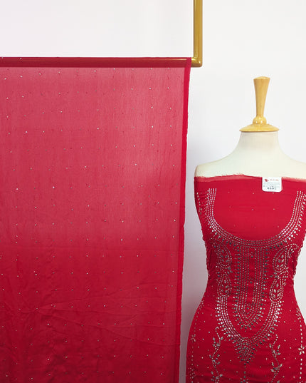Crinkle Chiffon with Heavy Mukesh Work 2Pc Unstitched