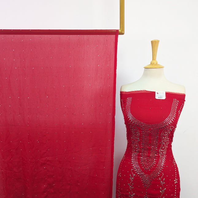 Crinkle Chiffon with Heavy Mukesh Work 2Pc Unstitched