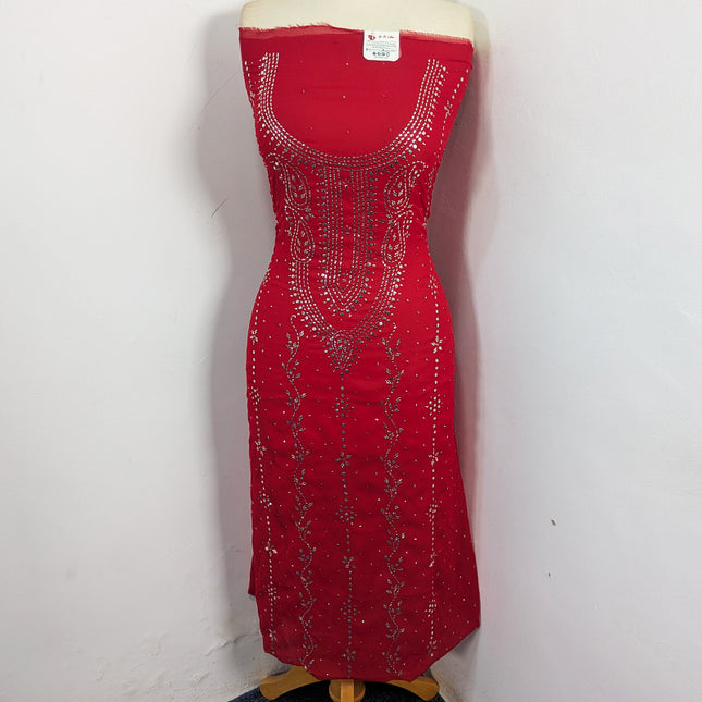 Crinkle Chiffon with Heavy Mukesh Work 2Pc Unstitched