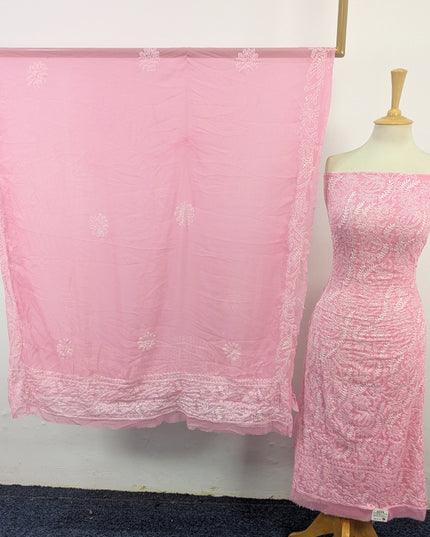 Handmade Full Jaal Chikankari Work Crinkle Chiffon 2Pc Unstitched