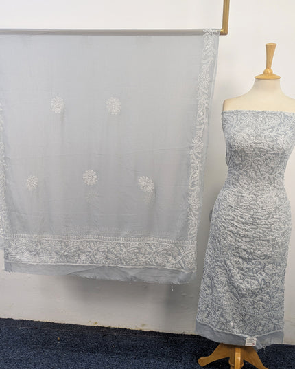 Handmade Full Jaal Chikankari Work Crinkle Chiffon 2Pc Unstitched