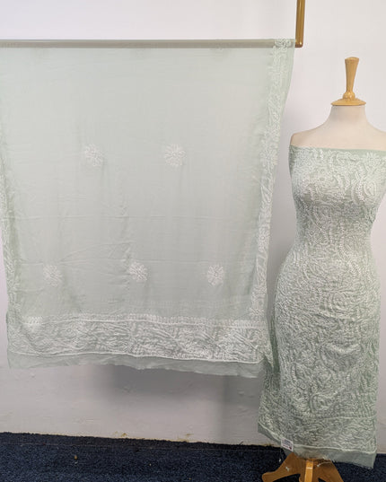 Handmade Full Jaal Chikankari Work Crinkle Chiffon 2Pc Unstitched