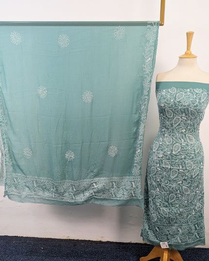 Handmade Full Jaal Chikankari Work Crinkle Chiffon 2Pc Unstitched