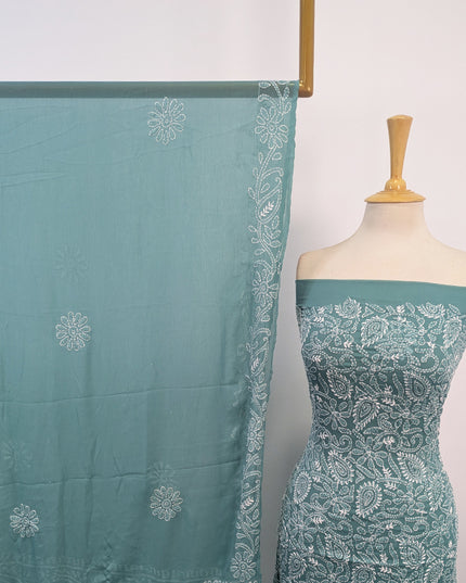Handmade Full Jaal Chikankari Work Crinkle Chiffon 2Pc Unstitched