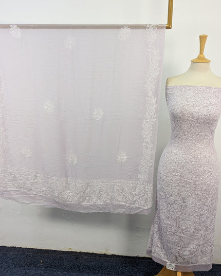 Handmade Full Jaal Chikankari Work Crinkle Chiffon 2Pc Unstitched