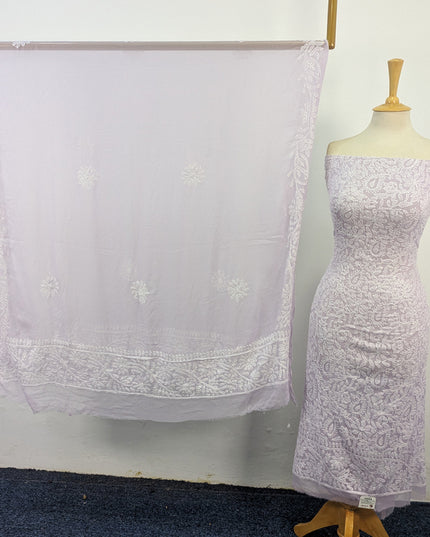 Handmade Full Jaal Chikankari Work Crinkle Chiffon 2Pc Unstitched