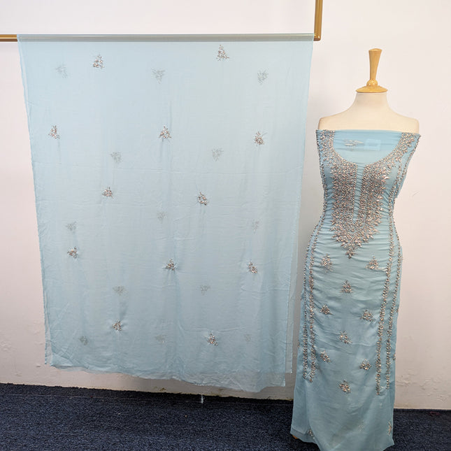 Crinkle Chiffon with Handmade Gala Style Gotta Work 2Pc Unstitched