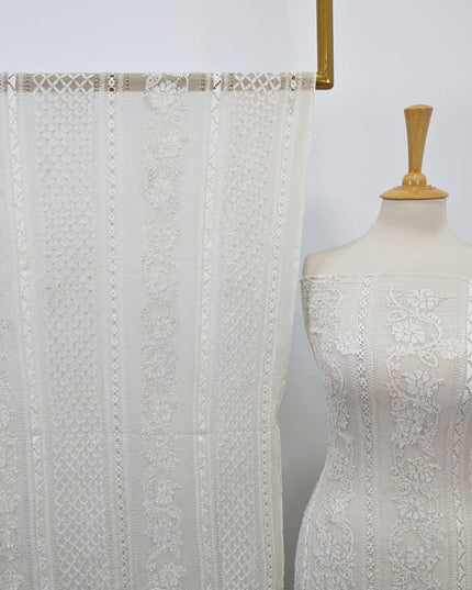 Pure Handmade China Crinkle with Tarkashi Shadow Work (Dyeable in All Colors)