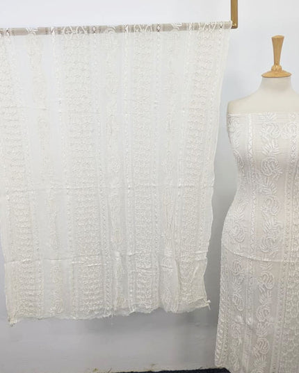 Exquisite Pure China Crinkle with Tarkashi + Shadow Work (Dyeable in All Colors)