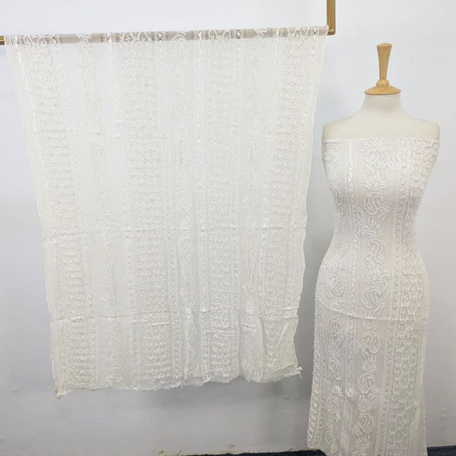 Exquisite Pure China Crinkle with Tarkashi + Shadow Work (Dyeable in All Colors)