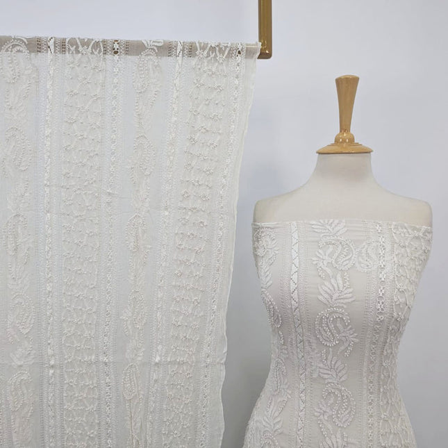 Exquisite Pure China Crinkle with Tarkashi + Shadow Work (Dyeable in All Colors)