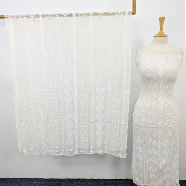 Premium Pure Handmade China Crinkle with Tarkashi + Shadow Work (Dyeable)