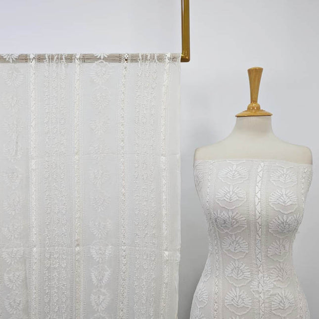 Premium Pure Handmade China Crinkle with Tarkashi + Shadow Work (Dyeable)