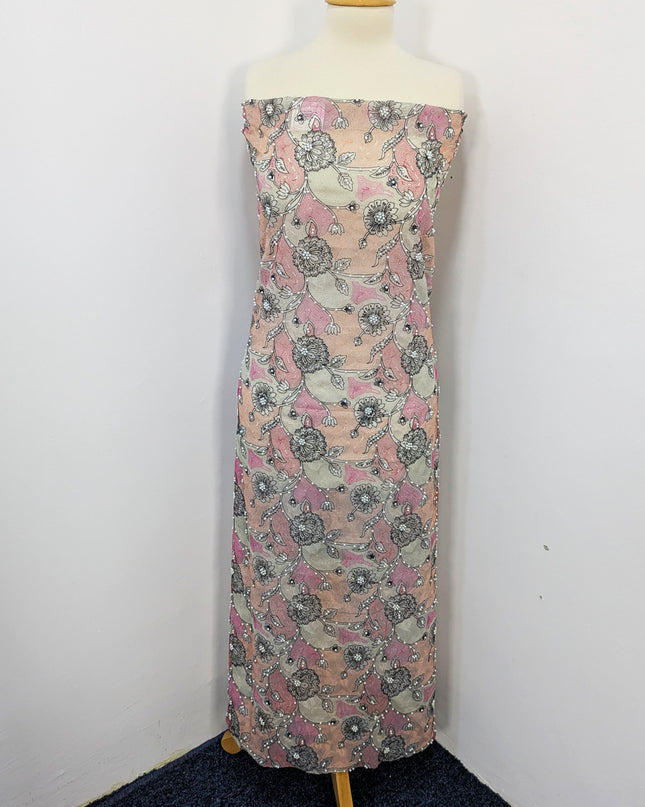 Khaadi Net With Pearls Work & Chiffon Dupatta