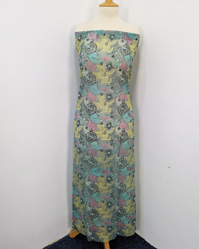 Khaadi Net With Pearls Work & Chiffon Dupatta