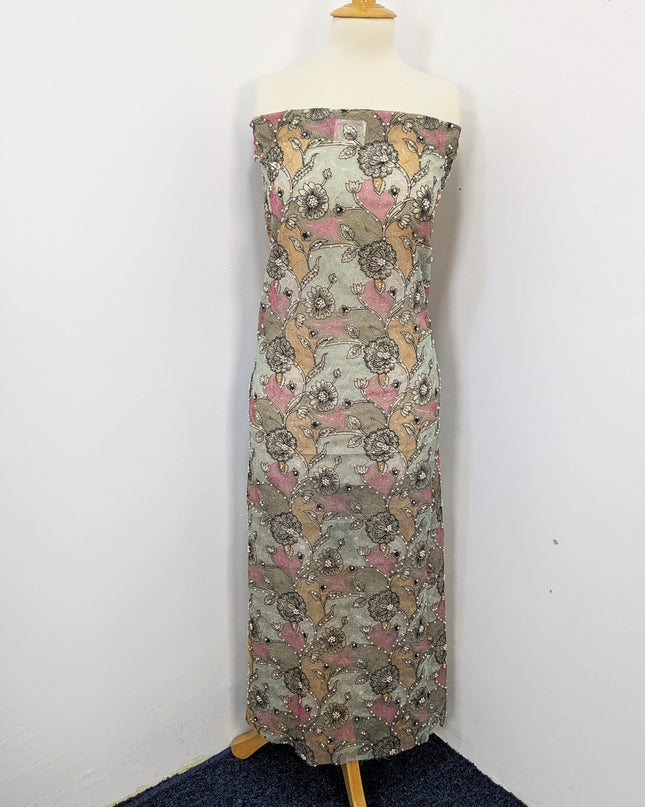 Khaadi Net With Pearls Work & Chiffon Dupatta