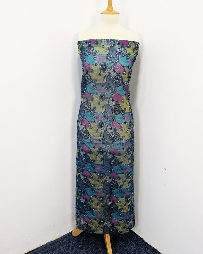 Khaadi Net With Pearls Work & Chiffon Dupatta