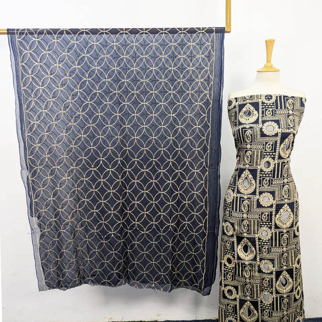 Embroidered Raw Silk Shirt with Chiffon Dupatta 3PC Unstitched