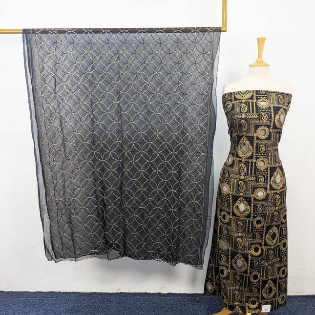 Embroidered Raw Silk Shirt with Chiffon Dupatta 3PC Unstitched