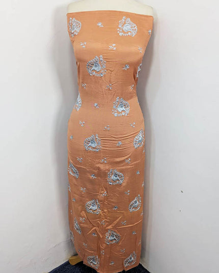 Embroidered + Sitara Raw Silk with Chiffon Dupatta 3PC Unstitched