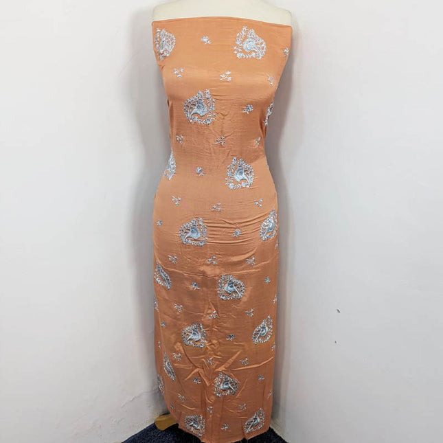 Embroidered + Sitara Raw Silk with Chiffon Dupatta 3PC Unstitched