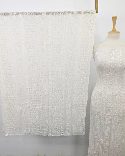 Premium Dyeable Pure China Crinkle with Tarkashi & Shadow Work