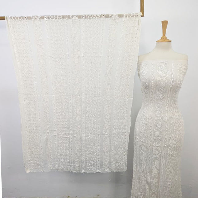 Premium Dyeable Pure China Crinkle with Tarkashi & Shadow Work