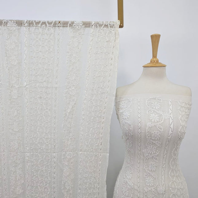 Premium Dyeable Pure China Crinkle with Tarkashi & Shadow Work