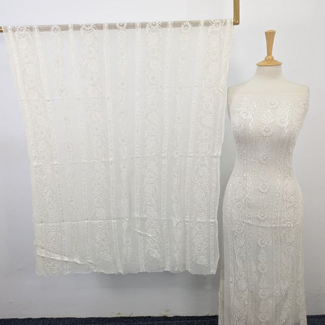 Handmade Pure China Crinkle with Tarkashi + Shadow Work 2PC (Dyeable in All Colors)