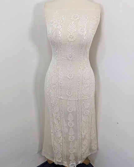 Handmade Pure China Crinkle with Tarkashi + Shadow Work 2PC (Dyeable in All Colors)