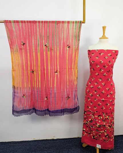 Fancy Handmade Embroidered Lawn with Chiffon Dupatta 3pc Unstitched Suit
