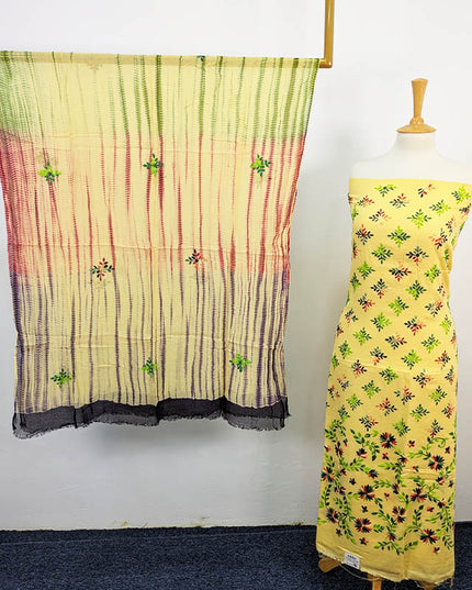 Fancy Handmade Embroidered Lawn with Chiffon Dupatta 3pc Unstitched Suit